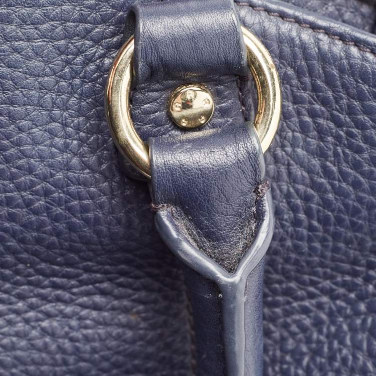 Pre Owned Aigner Navy Blue Leather Cavallina Satchel