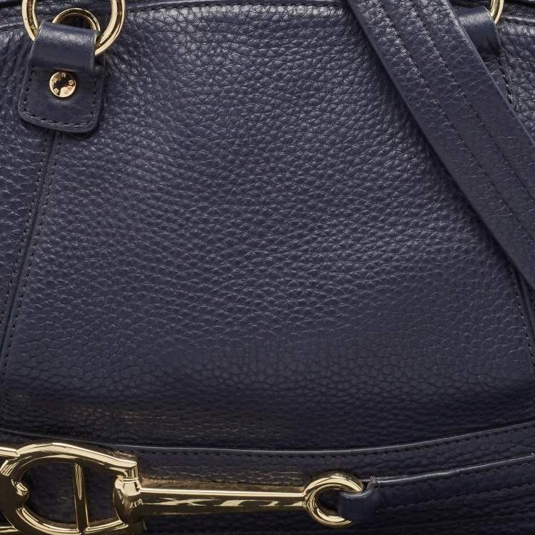Pre Owned Aigner Navy Blue Leather Cavallina Satchel