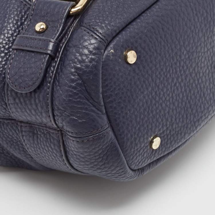 Pre Owned Aigner Navy Blue Leather Cavallina Satchel