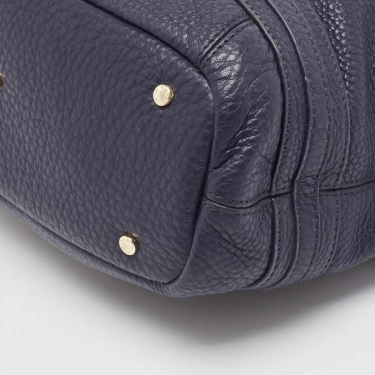 Pre Owned Aigner Navy Blue Leather Cavallina Satchel