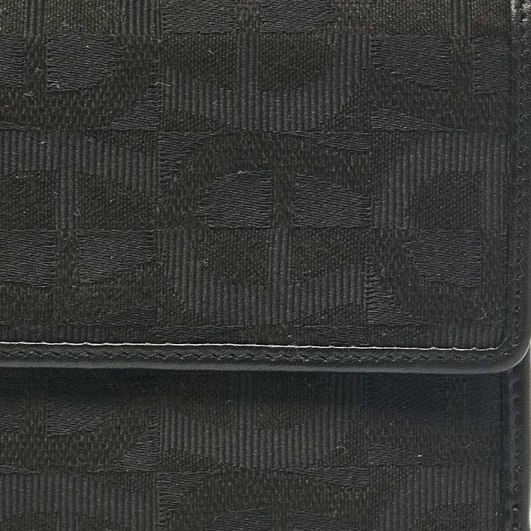 Pre Owned Aigner Black Monogram Fabric and Leather Trifold Wallet