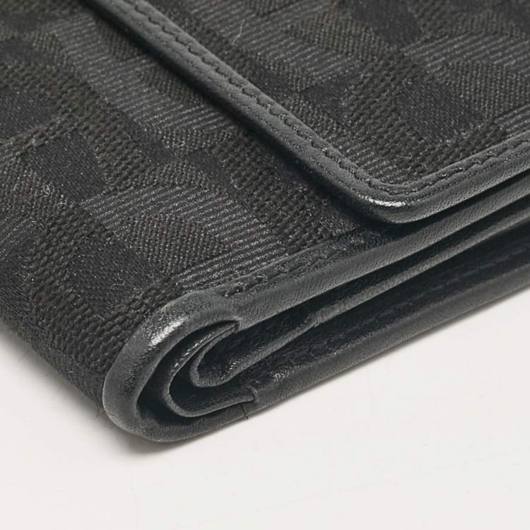 Pre Owned Aigner Black Monogram Fabric and Leather Trifold Wallet