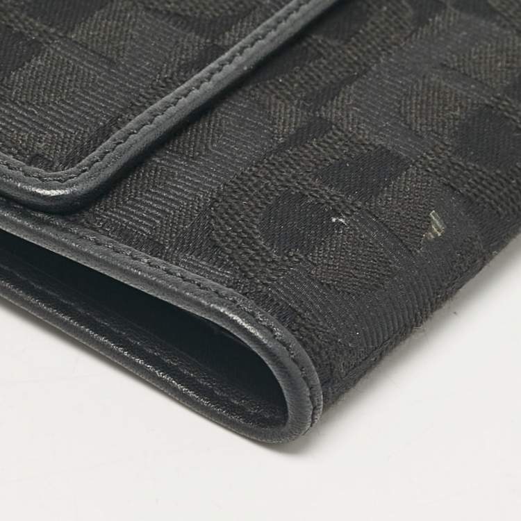 Pre Owned Aigner Black Monogram Fabric and Leather Trifold Wallet