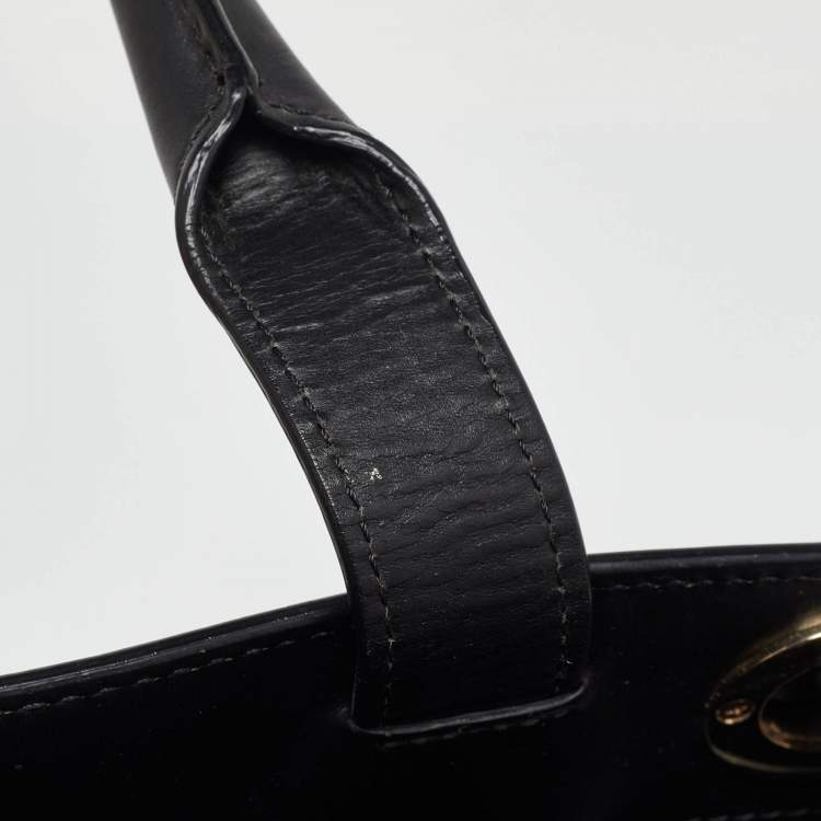 Pre Owned Aigner Black Croc Embossed Leather Cavallina Tote