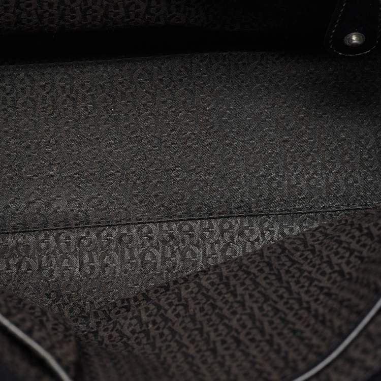 Pre Owned Aigner Black Croc Embossed Leather Cavallina Tote