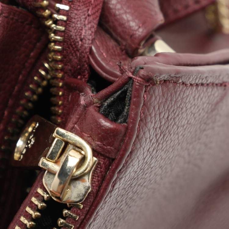 Pre Owned Aigner Burgundy Leather Shoulder Bag