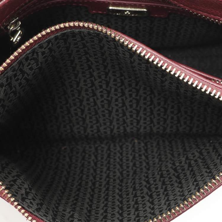 Pre Owned Aigner Burgundy Leather Shoulder Bag