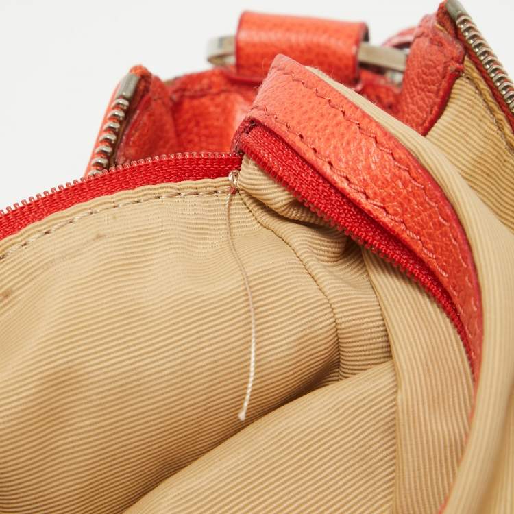 Pre Owned Aigner Beige/Orange Monogram Canvas and Leather Zip Crossbody Bag