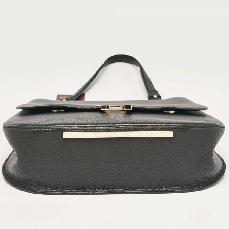 Pre Owned Aigner Black Leather Pina Top Handle Bag
