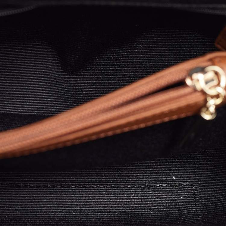Pre Owned Aigner Brown Croc Embossed Leather Tote