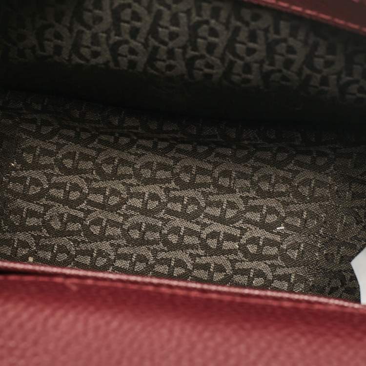Pre Owned Aigner Burgundy Leather Flap Crossbody Bag