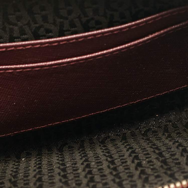 Pre Owned Aigner Burgundy Leather Flap Crossbody Bag