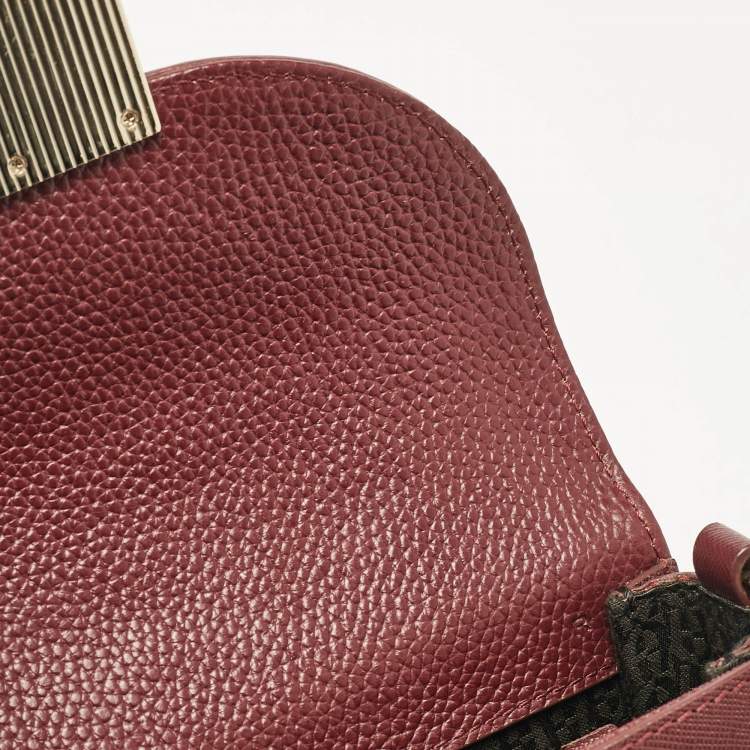 Pre Owned Aigner Burgundy Leather Flap Crossbody Bag