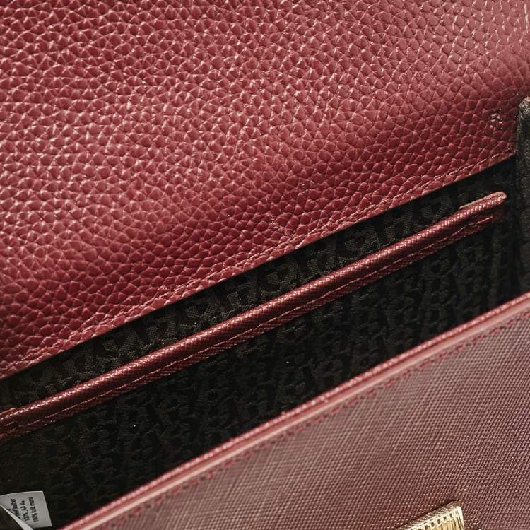Pre Owned Aigner Burgundy Leather Flap Crossbody Bag