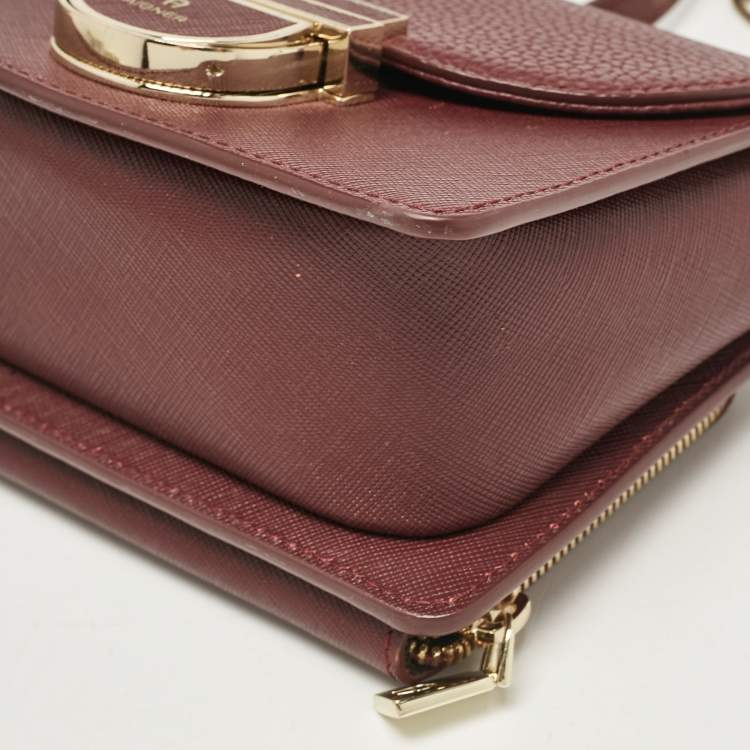 Pre Owned Aigner Burgundy Leather Flap Crossbody Bag