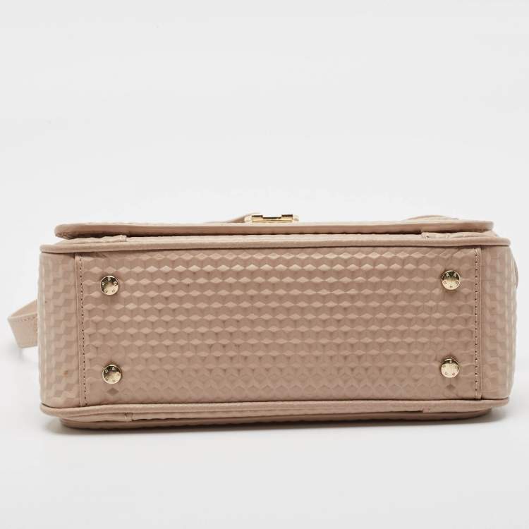 Pre Owned Aigner Old Rose Textured Leather Small Genoveva Top Handle Bag