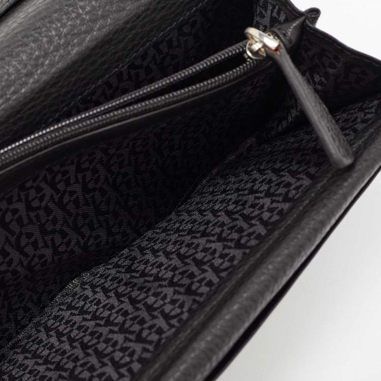 Pre Owned Aigner Black/White Signature Canvas and Leather Continental Wallet