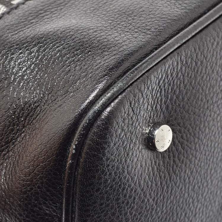 Pre Owned Aigner Black/White Signature Canvas and Leather Logo Tote