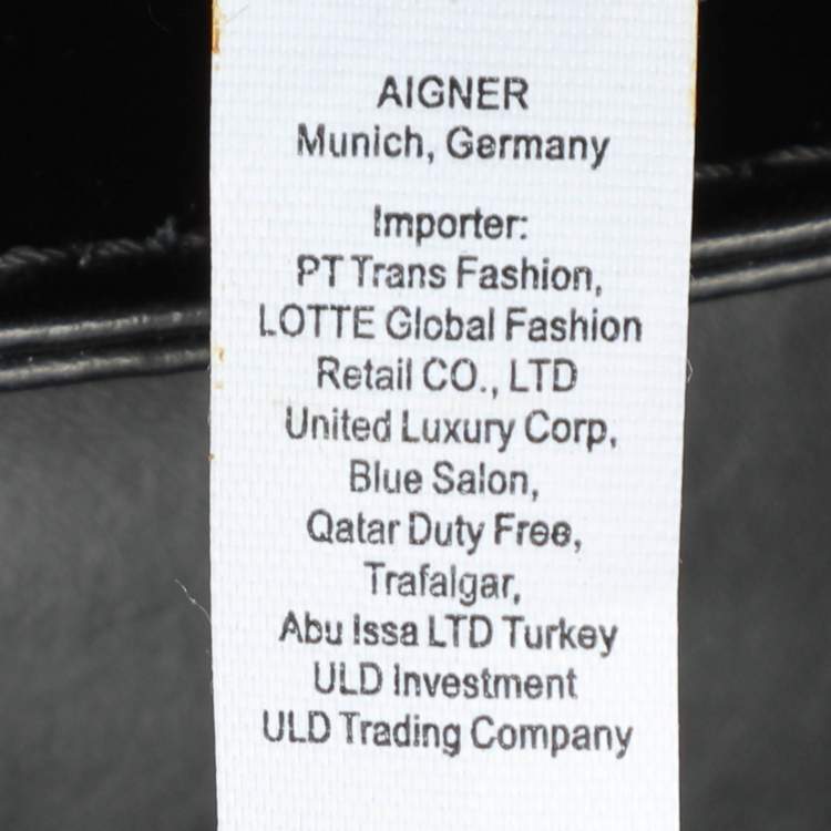 Pre Owned Aigner Black Embroidery and Leather Top Handle Bag