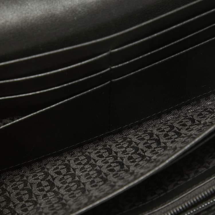 Pre Owned Aigner Black Logo Quilted Leather Continental Wallet