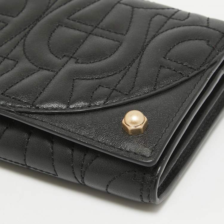 Pre Owned Aigner Black Logo Quilted Leather Continental Wallet