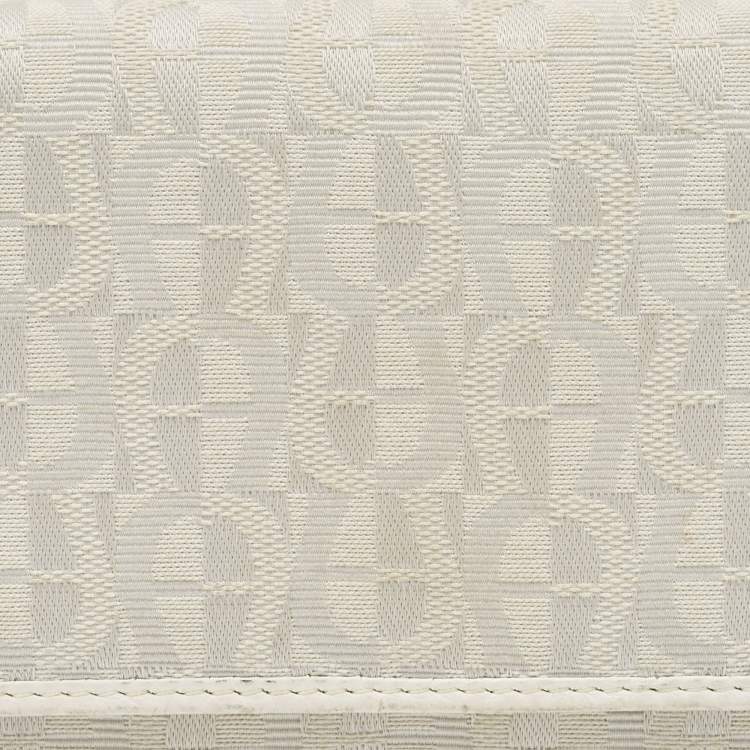 Pre Owned Aigner Off White Monogram Canvas and Leather Flap Continental Wallet