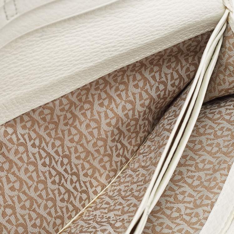 Pre Owned Aigner Off White Monogram Canvas and Leather Flap Continental Wallet
