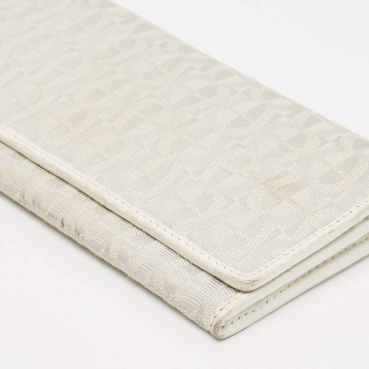 Pre Owned Aigner Off White Monogram Canvas and Leather Flap Continental Wallet