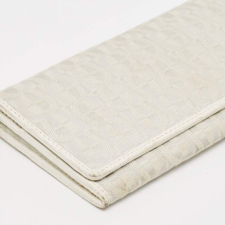 Pre Owned Aigner Off White Monogram Canvas and Leather Flap Continental Wallet