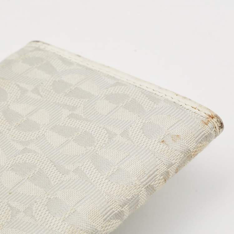 Pre Owned Aigner Off White Monogram Canvas and Leather Flap Continental Wallet