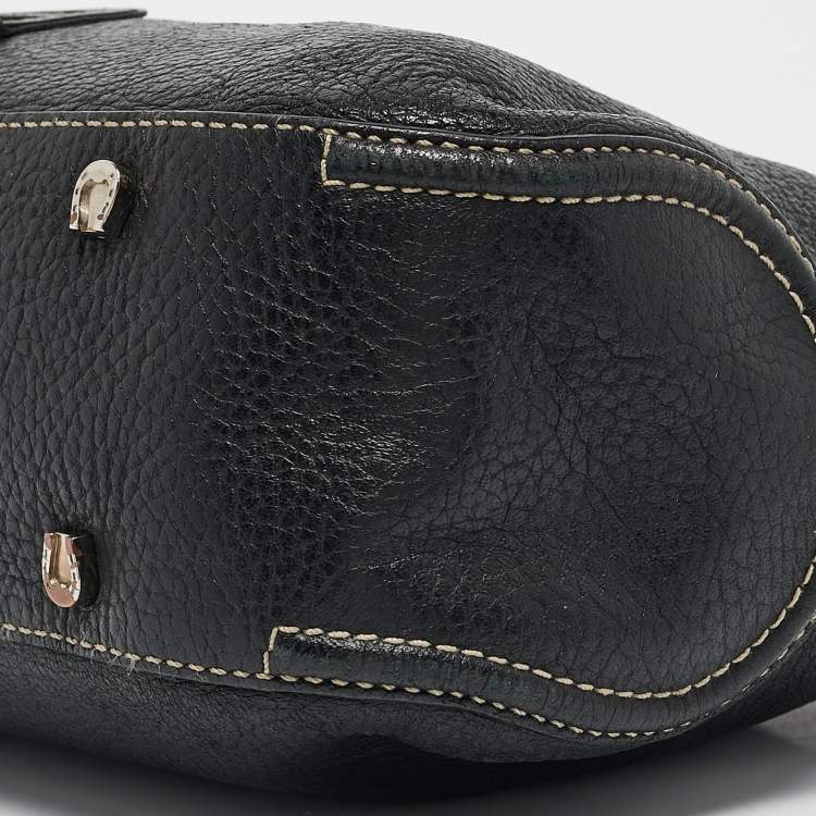Pre Owned Aigner Black Leather Logo Shoulder Bag