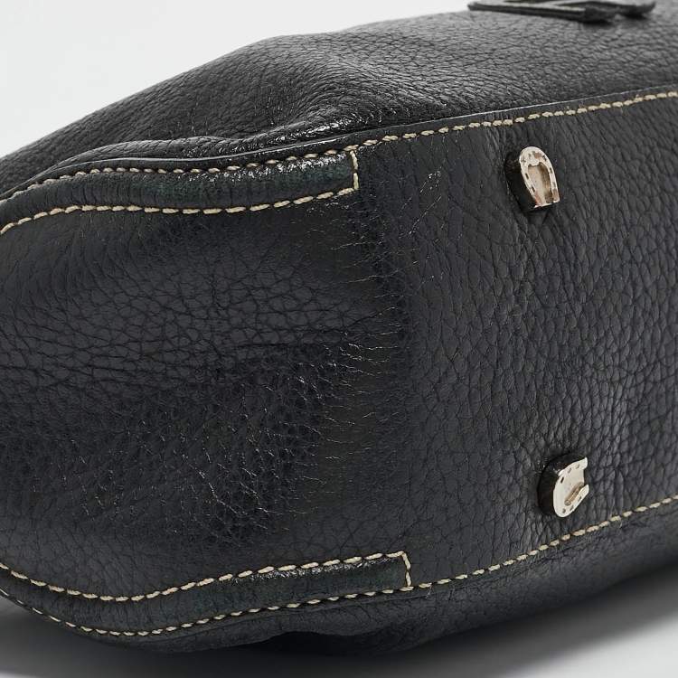 Pre Owned Aigner Black Leather Logo Shoulder Bag