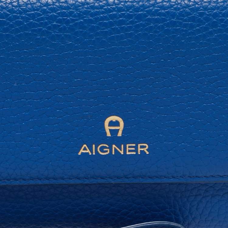 Pre Owned Aigner Blue Leather Wristlet Wallet