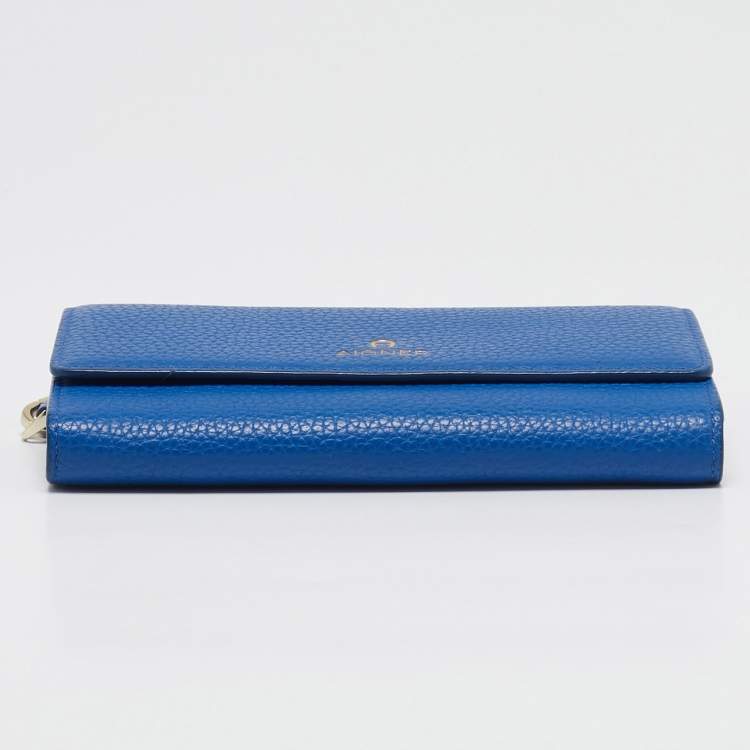 Pre Owned Aigner Blue Leather Wristlet Wallet