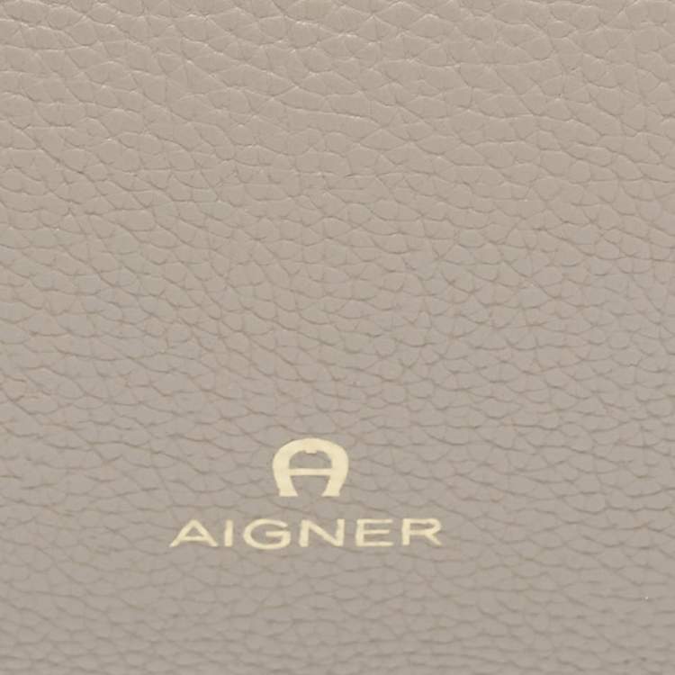Pre Owned Aigner Grey Leather Leonie Tote