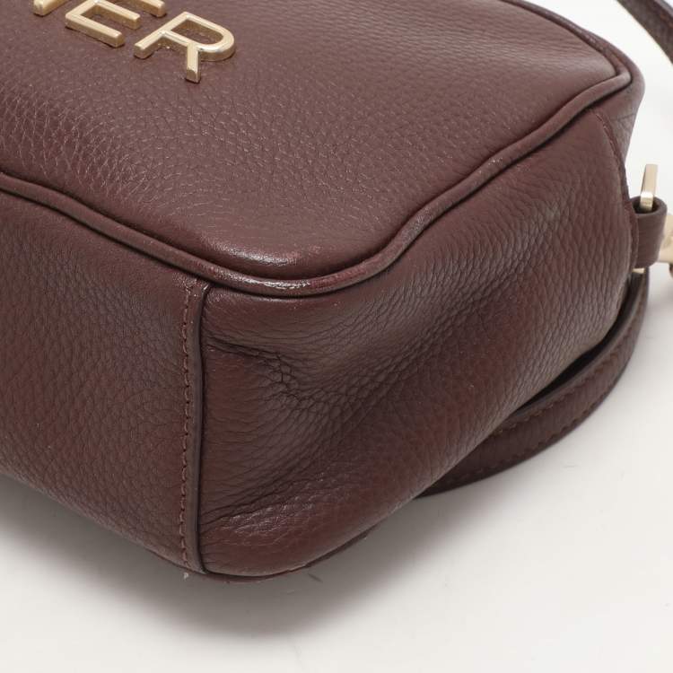 Pre Owned Aigner Burgundy Leather Bombe A Camera Crossbody Bag