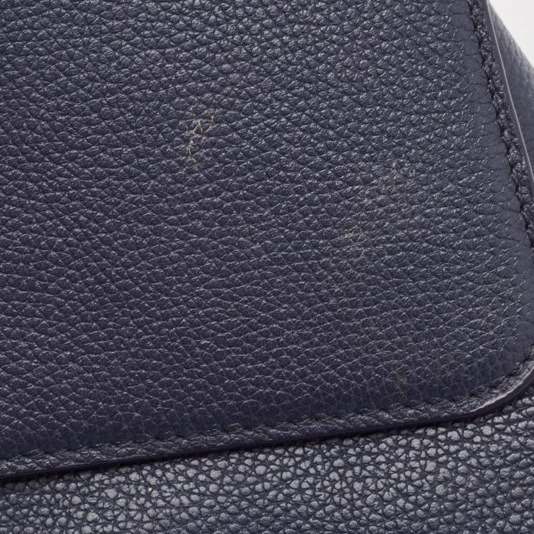 Pre Owned Aigner Navy Blue Leather Genoveva M Top Handle Bag