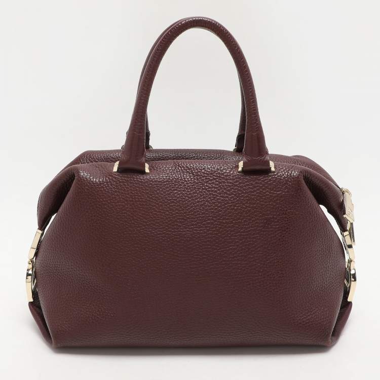 Pre Owned Aigner Burgundy Leather Dome Satchel