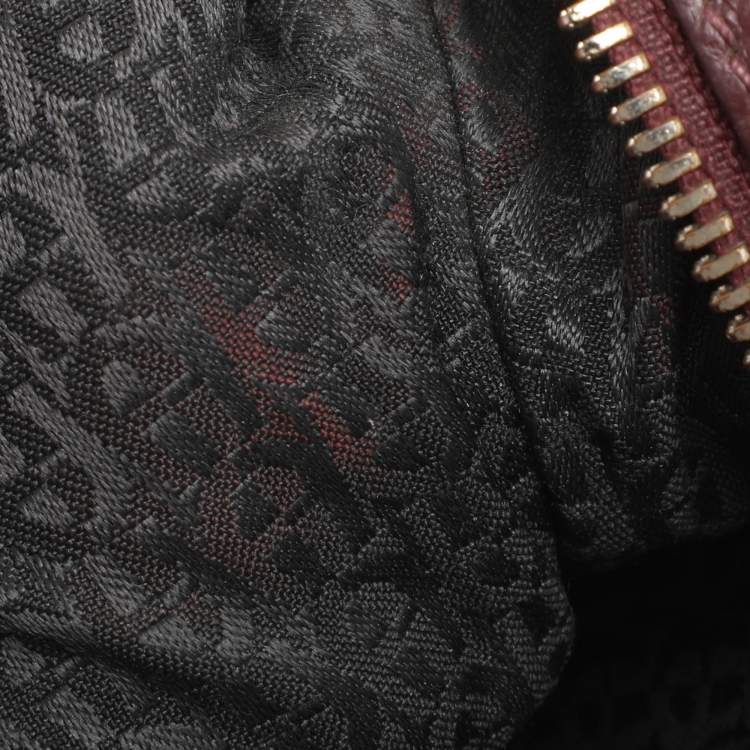 Pre Owned Aigner Burgundy Leather Dome Satchel