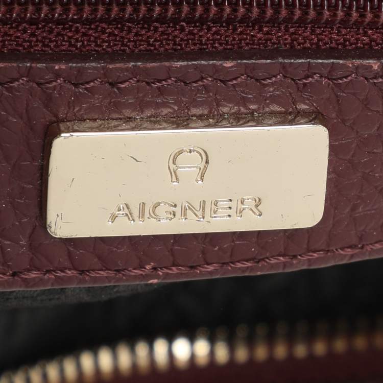 Pre Owned Aigner Burgundy Leather Dome Satchel