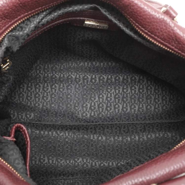 Pre Owned Aigner Burgundy Leather Dome Satchel