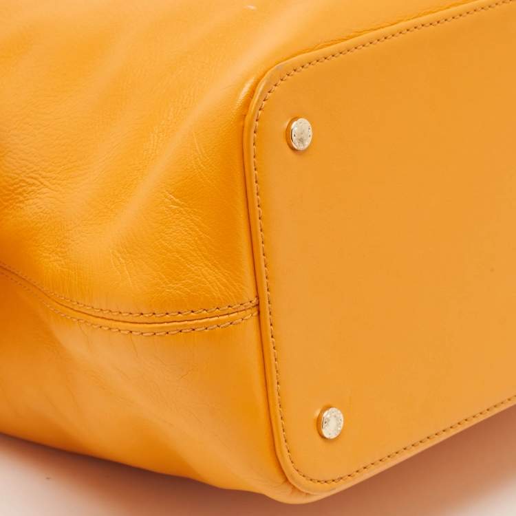 Pre Owned Aigner Orange Leather Frame Satchel