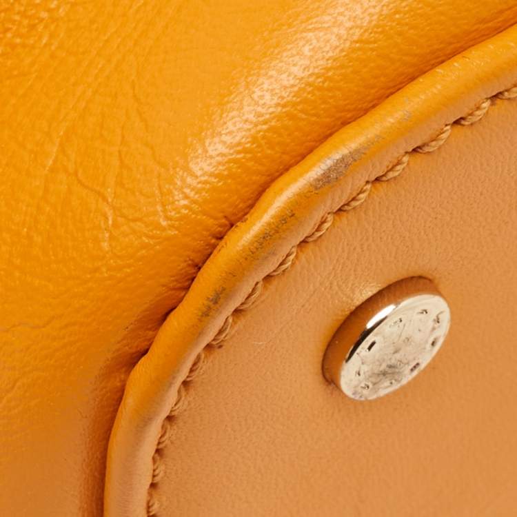Pre Owned Aigner Orange Leather Frame Satchel
