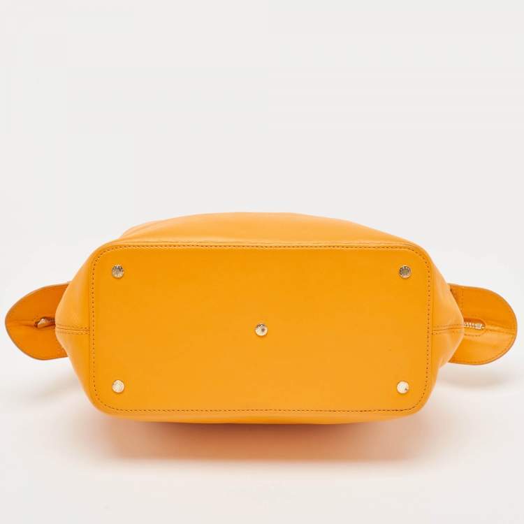 Pre Owned Aigner Orange Leather Frame Satchel