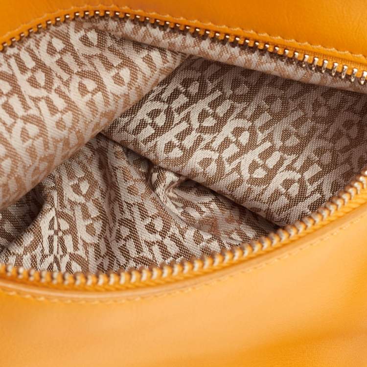 Pre Owned Aigner Orange Leather Frame Satchel