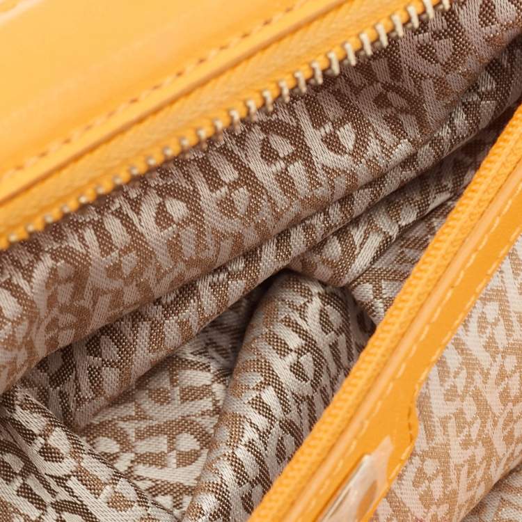 Pre Owned Aigner Orange Leather Frame Satchel