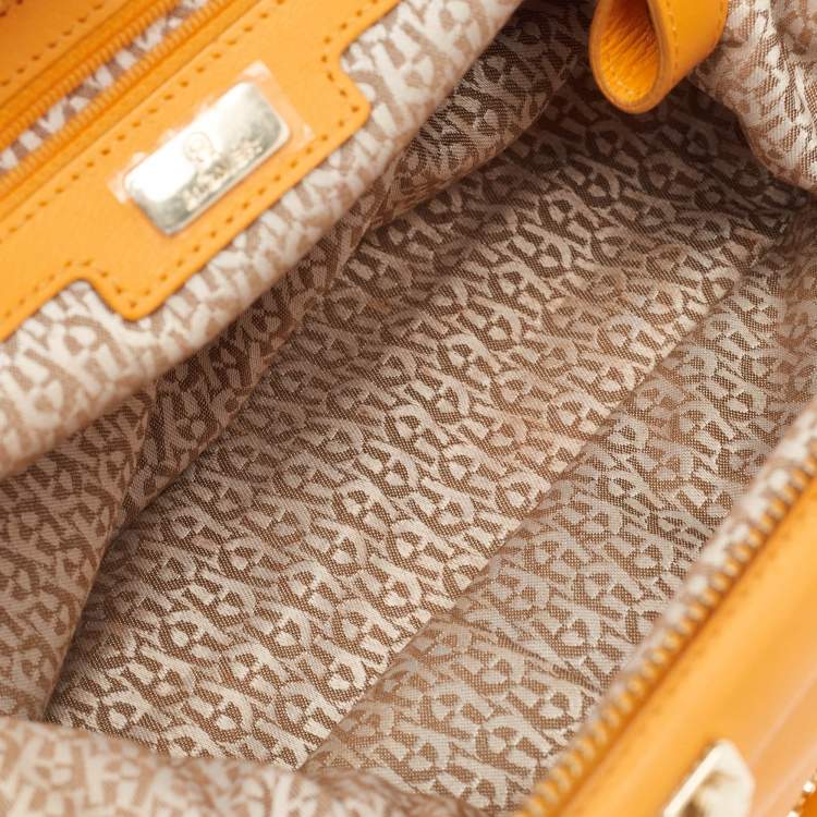 Pre Owned Aigner Orange Leather Frame Satchel