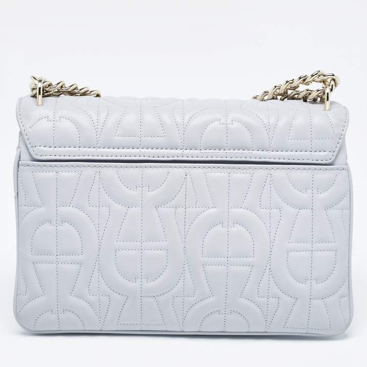 Pre Owned Aigner Blue Embossed Leather Small Diadora Crossbody Bag