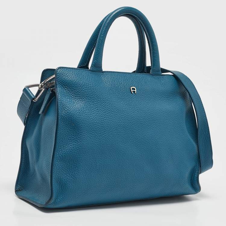 Pre Owned Aigner Blue Leather Cybill Tote