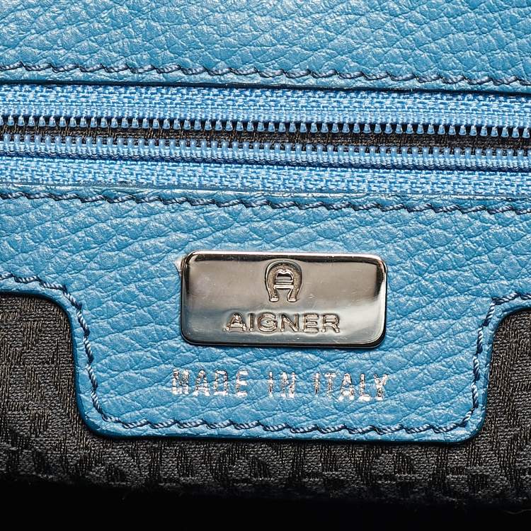 Pre Owned Aigner Blue Leather Cybill Tote